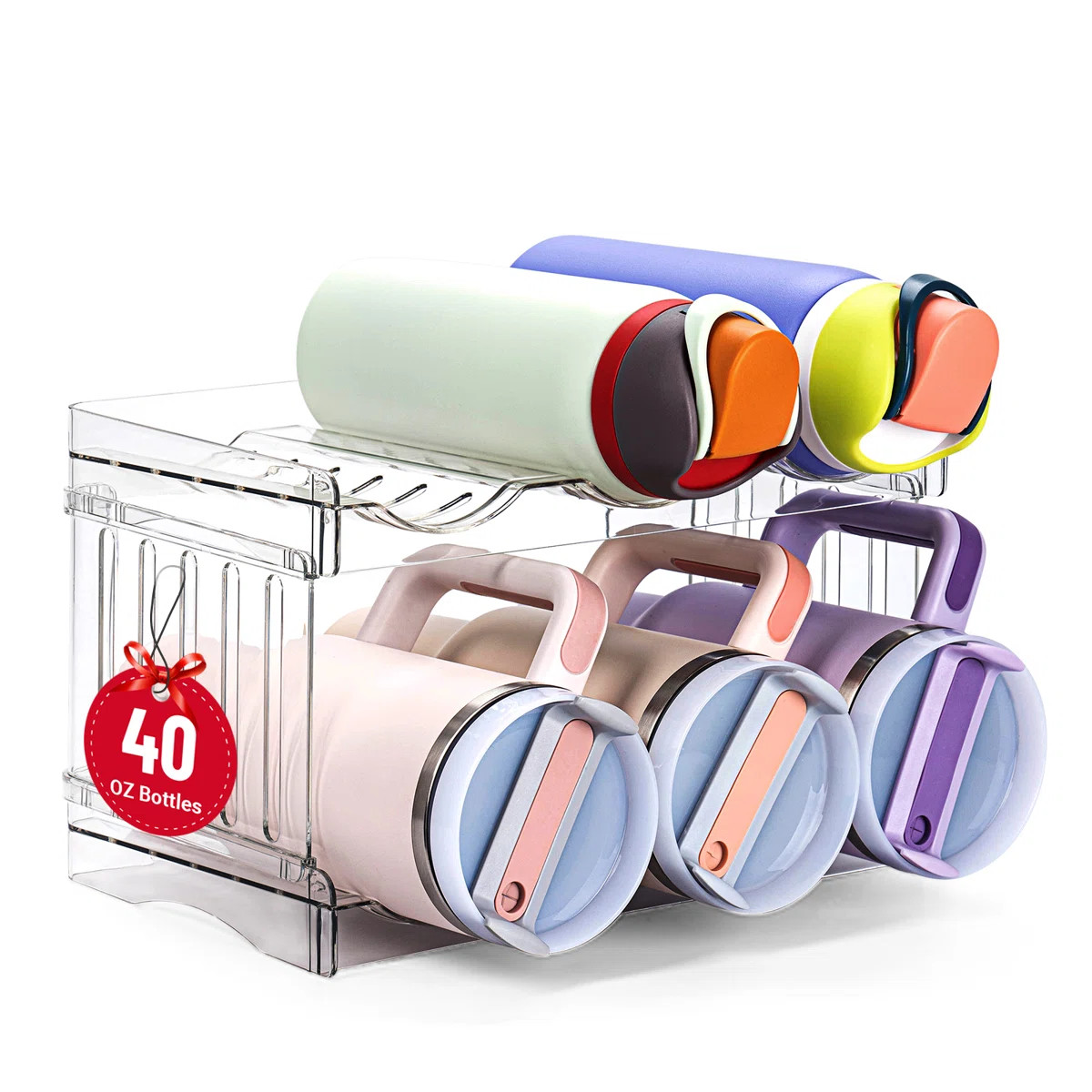 Water Bottle Organizer for Stanley 40 oz Tumbler with Handle, Patented Pantry Kitchen Organizers ... | Wayfair North America