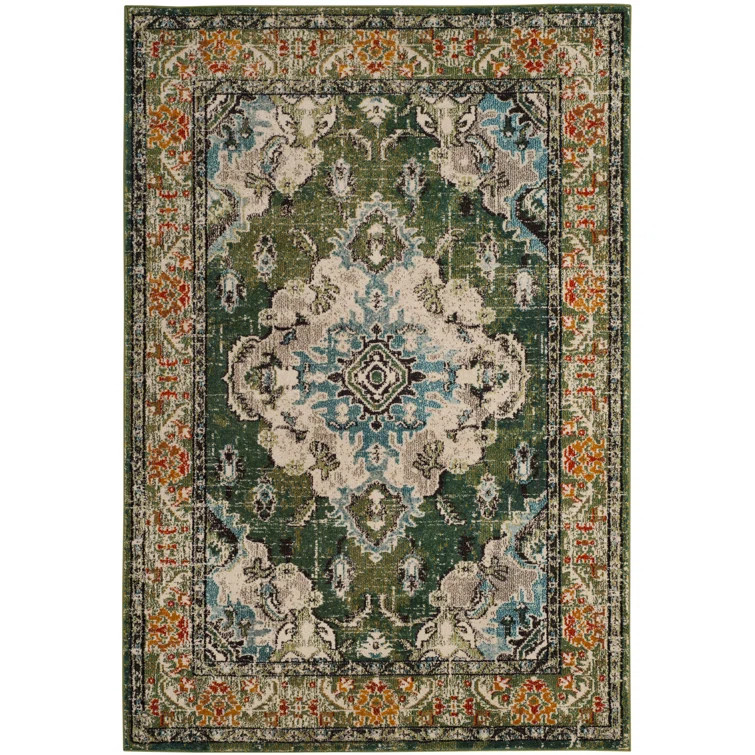 Indira Handmade Performance Forest Green Rug | Wayfair North America