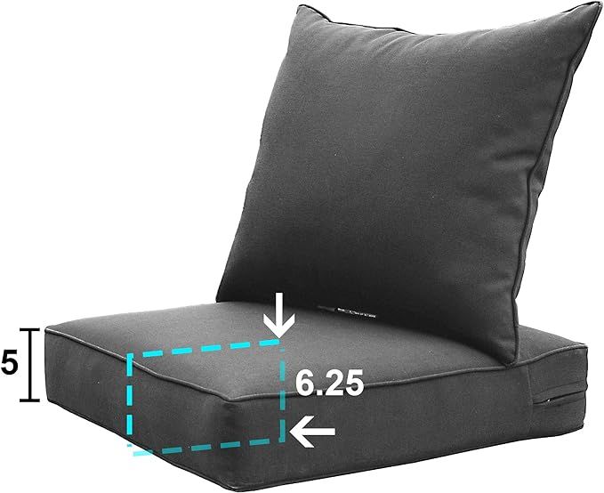 SewKer Outdoor Chair Cushion, 24x24 Deep Seat Patio Furniture Replacement Cushions Set - Modern G... | Amazon (US)
