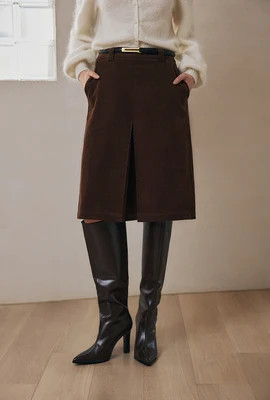 Adriana Corduroy Skirt - Brown | Petite Studio NYC