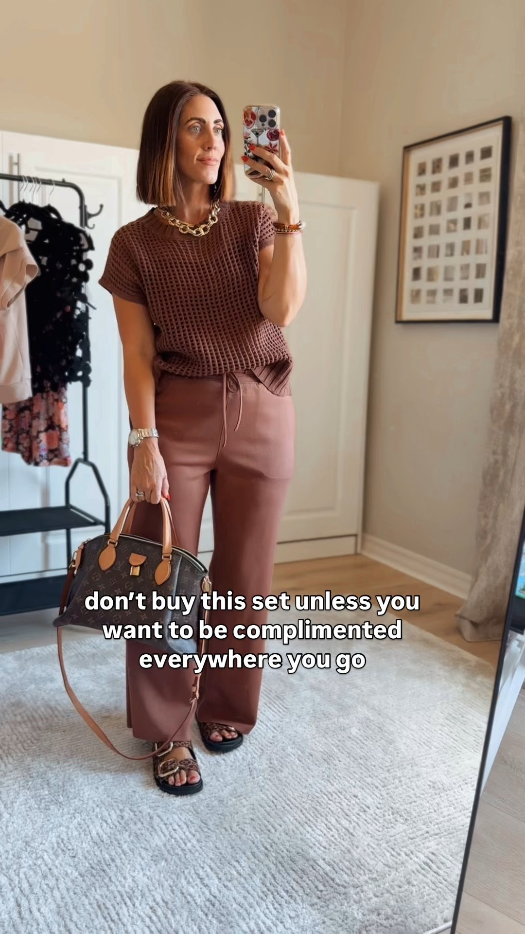 Chocolate brown, two piece set with crochet top and wide leg sweats with drawstring and pockets! 🤎🤎

Wearing size small. 

#LTKFindsUnder50 #LTKSaleAlert #LTKOver40