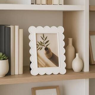 6 in. x 8 in. White Resin Glass Scalloped Edge Photo Frame, 4 in. x 6 in. Photos | The Home Depot