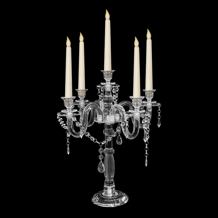 Acrylic Candelabra Centerpieces for Tables, 18.5in Tall 5 Arm Acrylic Candle Holder for Taper LED... | Amazon (US)