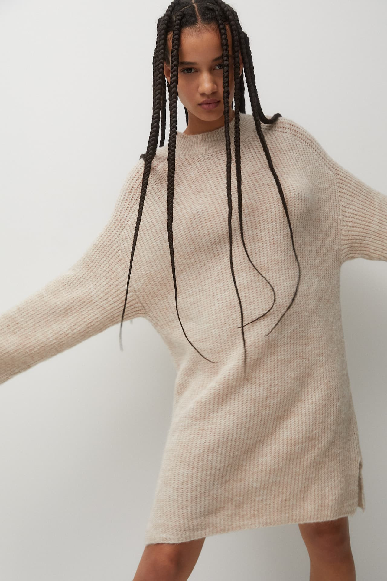 Midi purl-knit dress | PULL and BEAR UK