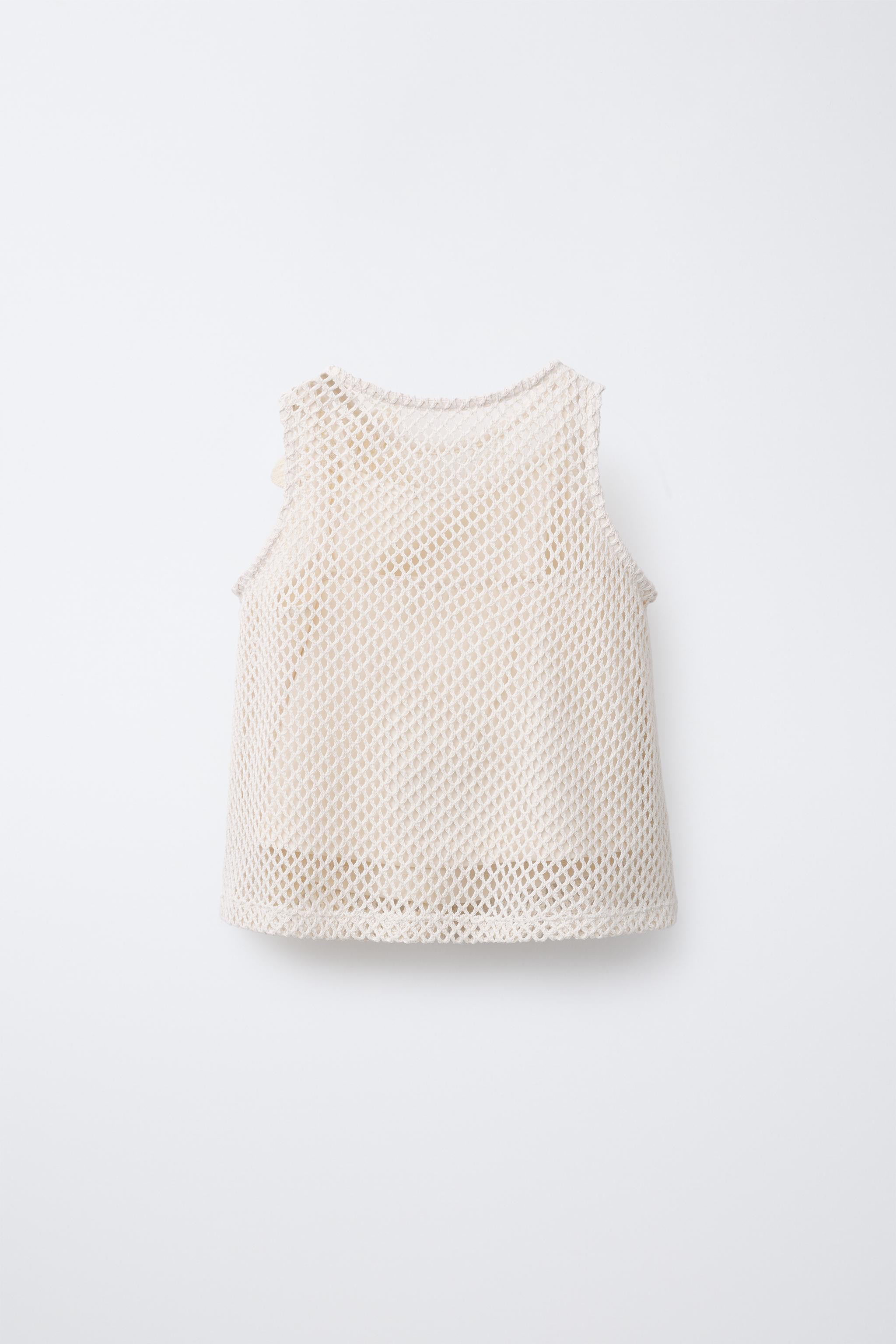 FISHNET TOP WITH FLOWER APPLIQUÉ | Zara US