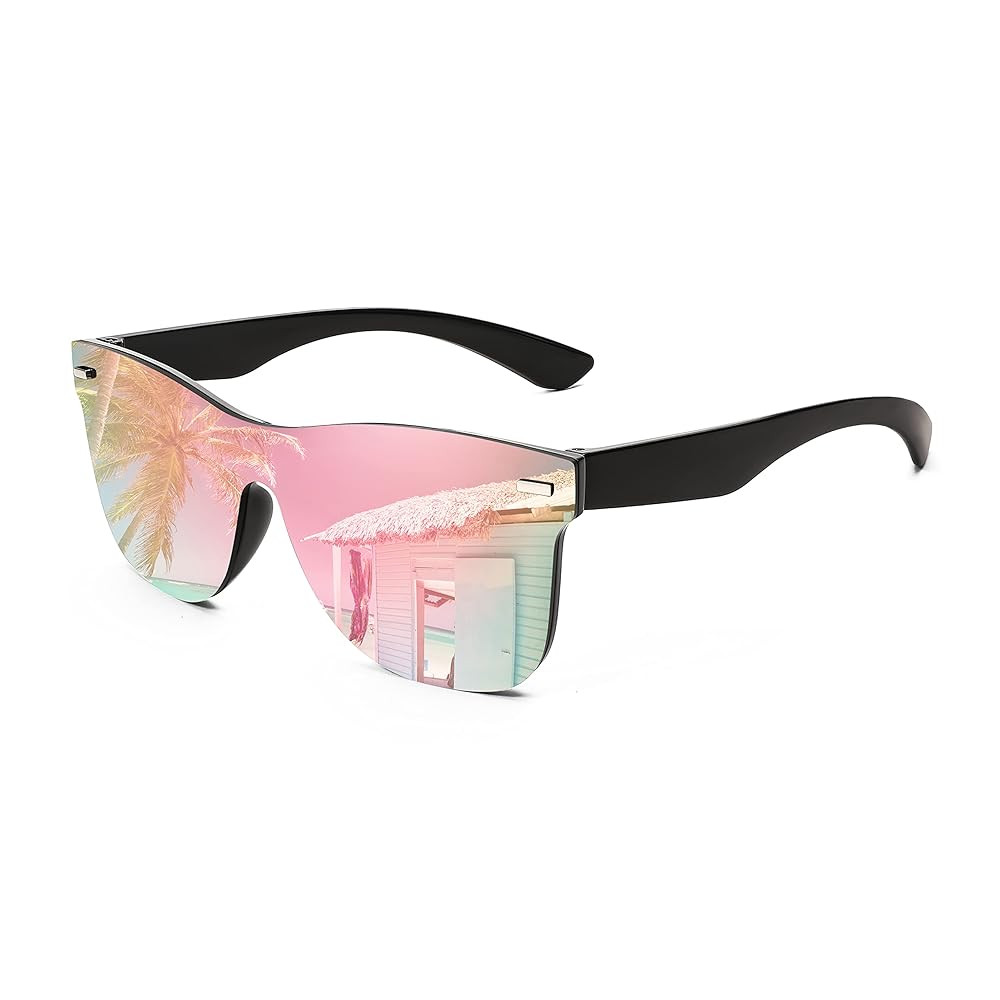 FEISEDY Trendy Rimless Mirrored One Piece Lens Sunglasses Reflective Sun Glasses B4114 | Amazon (US)