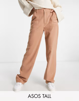 ASOS DESIGN Tall dad pants in tan | ASOS (Global)