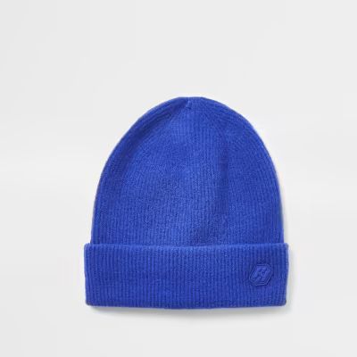 Blue RI branded beanie hat | River Island (UK & IE)