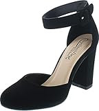 City Classified Women's Comfort Foam Closed Toe Dress Pump Ankle Strap Block Heel | Amazon (US)