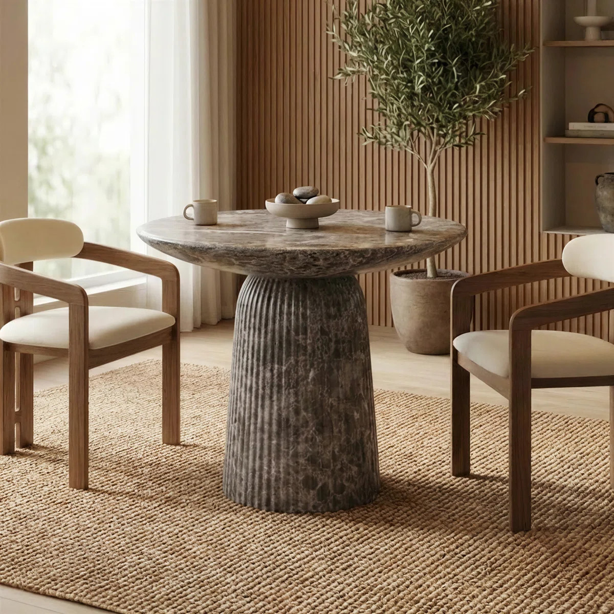 Foundry Select Tithi Faux Emperador Marble Concrete Bistro Table For Indoor And Outdoor Use | Wayfair North America
