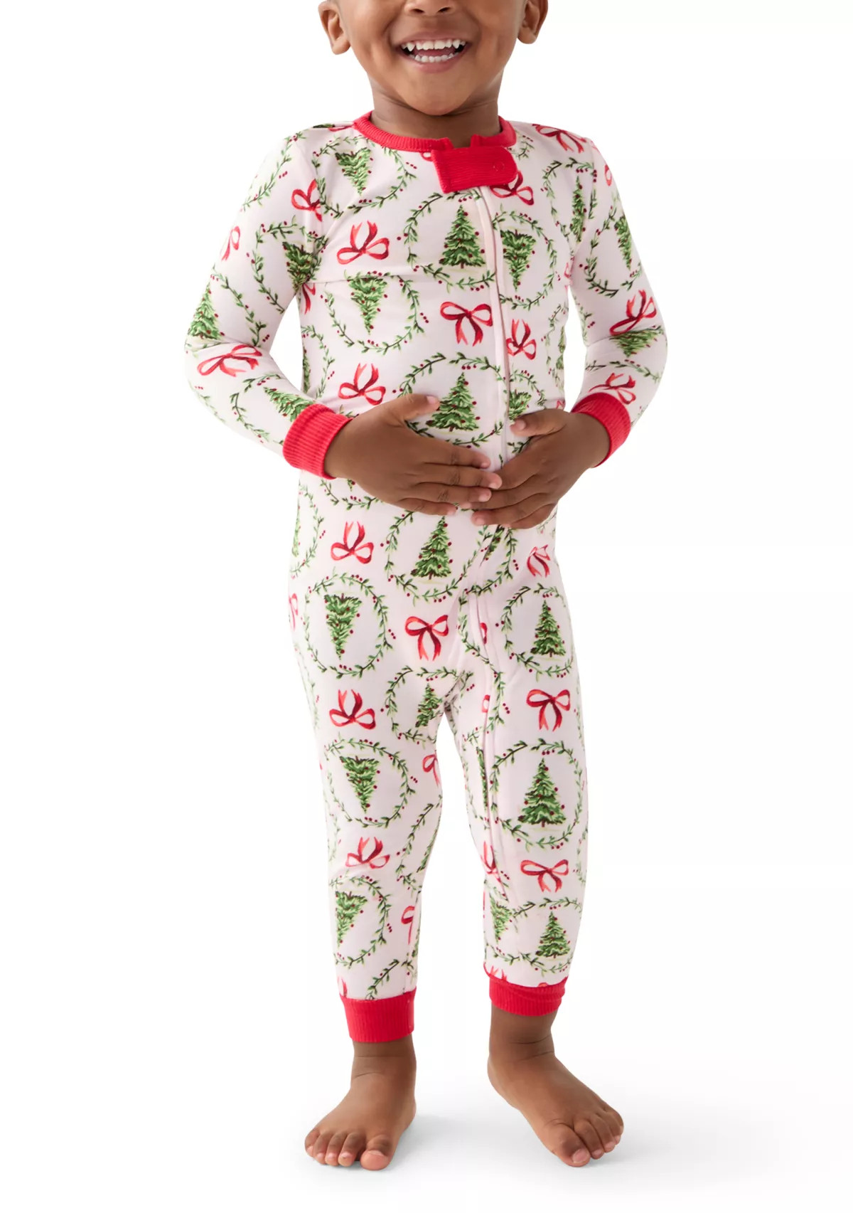 Unisex Baby Holiday Bows and Wreaths One Piece Pajama | Belk