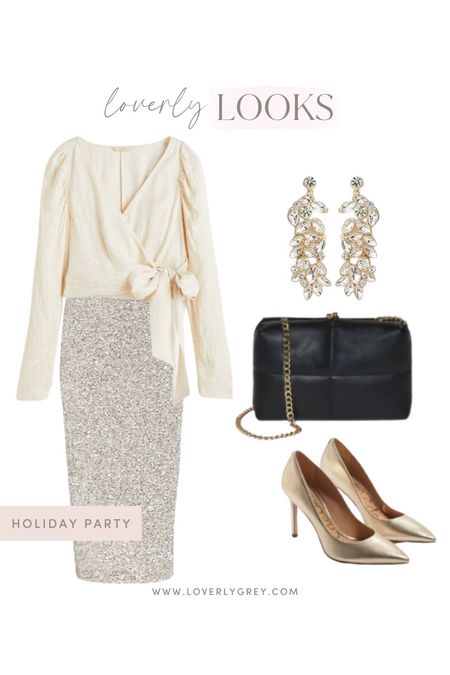 Loverly Grey holiday party look. Loving this sequin skirt as a statement piece  

#LTKHoliday #LTKunder100 #LTKstyletip