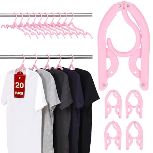 20 Pcs Travel Hangers, Cruise Ship Essentials Foldable Hangers Plastic Travel Essentials, Portable Cruises Must Haves 2026 for Suitcase, RV Camping Airplane Europe Vacation Essential, Pink | Amazon (US)