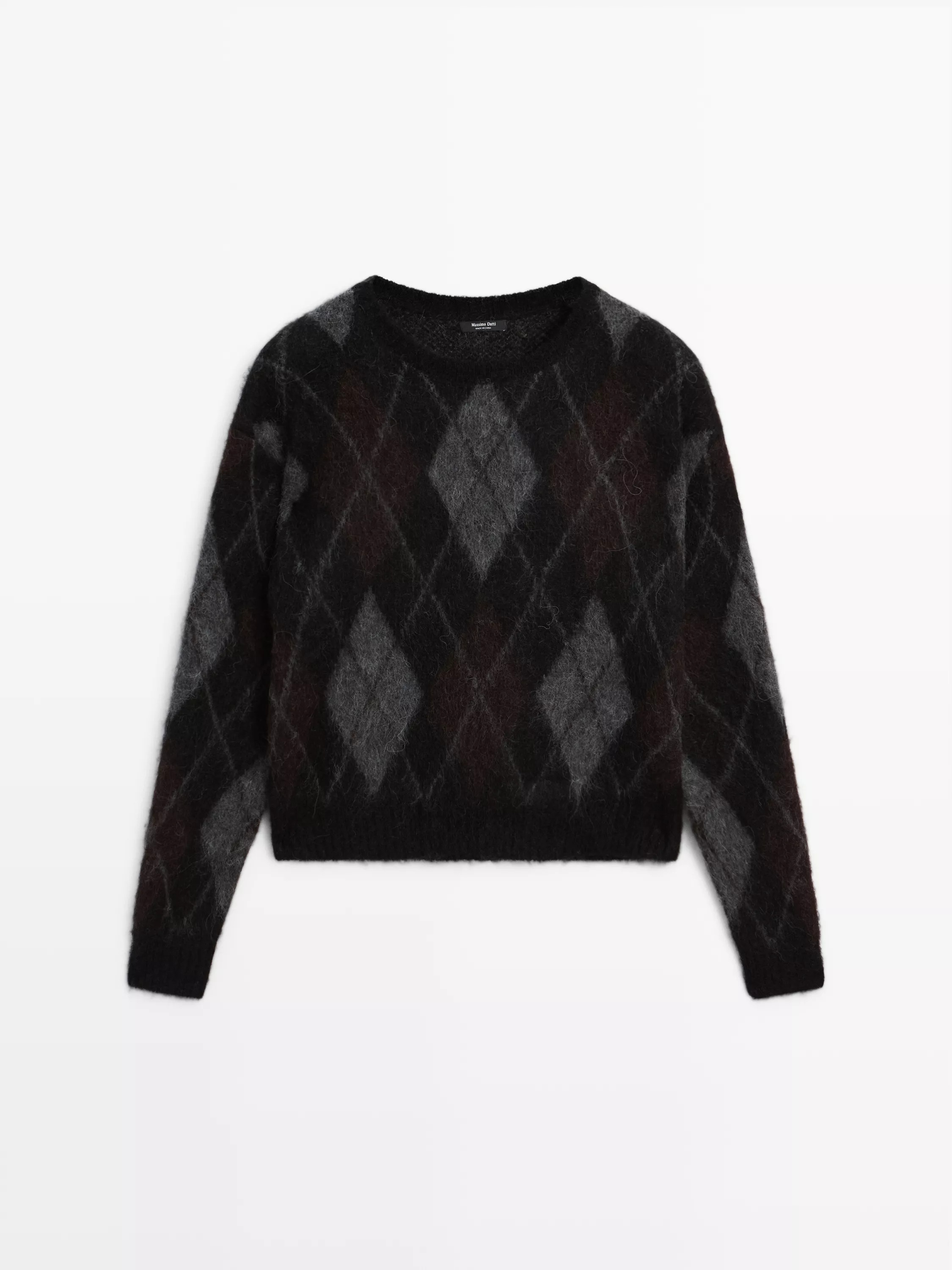 Alpaca wool diamond knit jumper | Massimo Dutti UK
