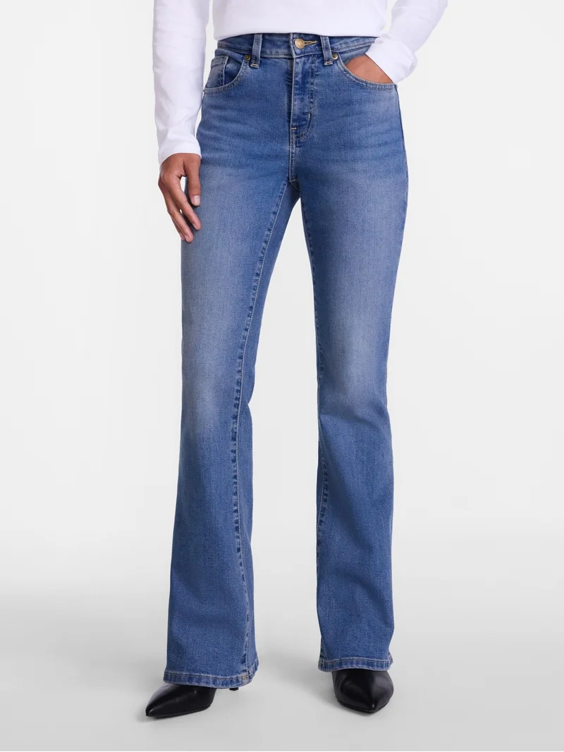 Scenario Women's Mid Rise Bootcut Jeans, Sizes 0-20, 0S-20S, 4L-14L | Walmart (US)