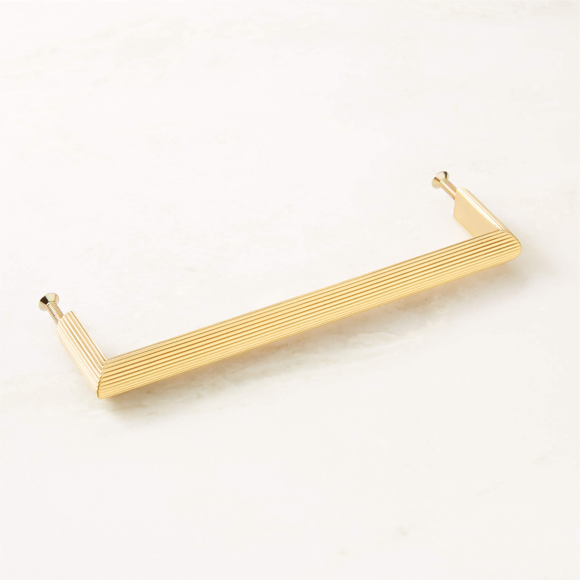Curveaux Scored Brushed Brass Cabinet Handle 6'' + Reviews | CB2 | CB2