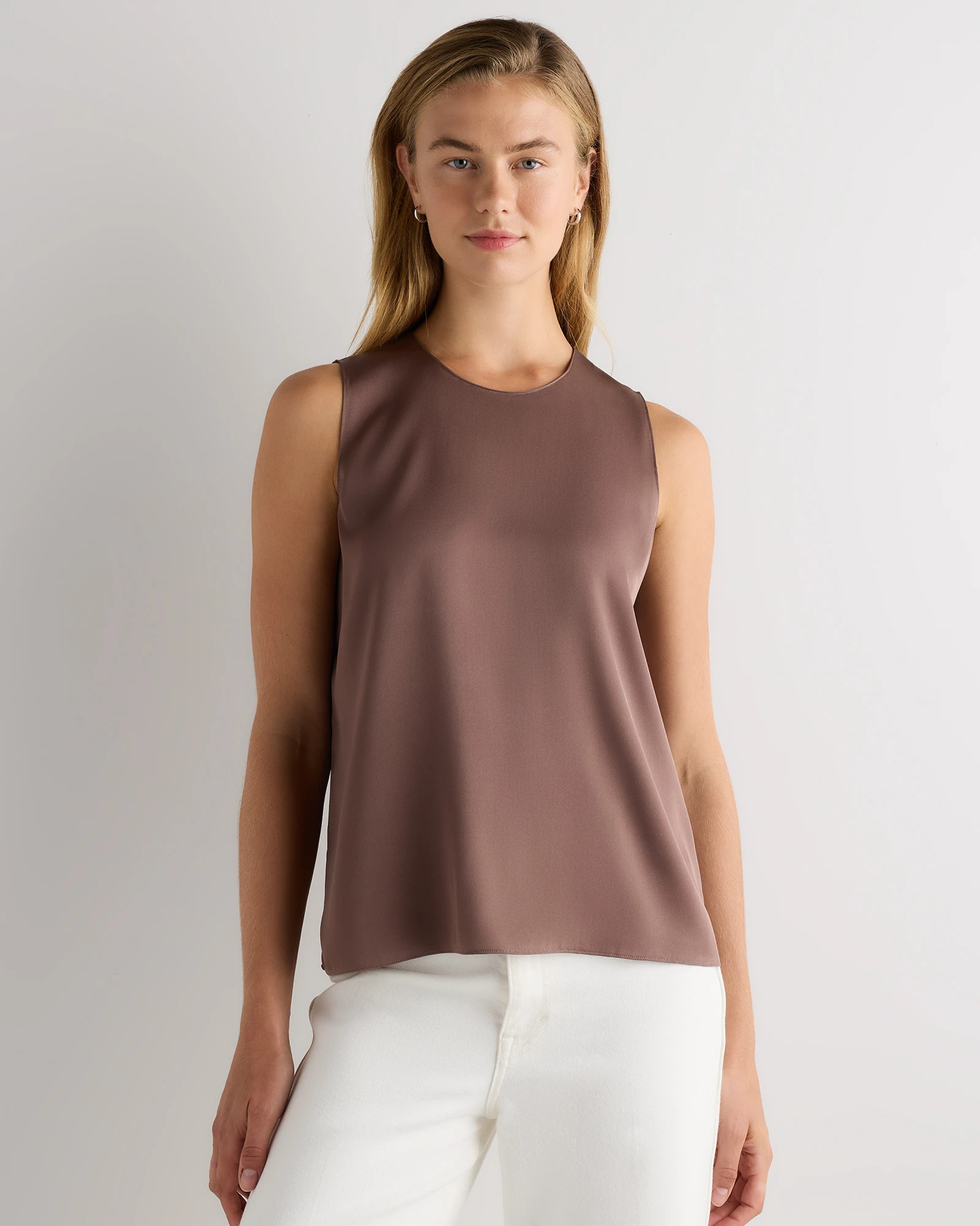 Quince | Women's Washable Stretch Silk Shell Tank Top in Faded Seagrass, Size Small, Mulberry Silk | Quince