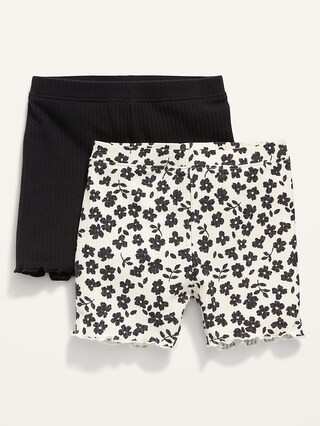 2-Pack Rib-Knit Lettuce-Edge Biker Shorts for Toddler Girls | Old Navy (US)