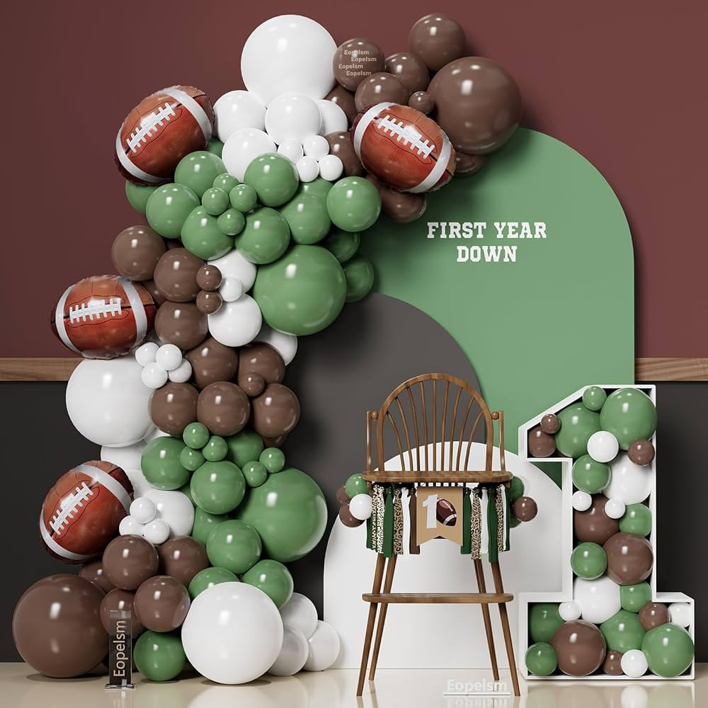 Football Balloon Garland Arch Kit 131Pcs Sage Green and Coffee Brown Balloons with Football Foil ... | Amazon (US)