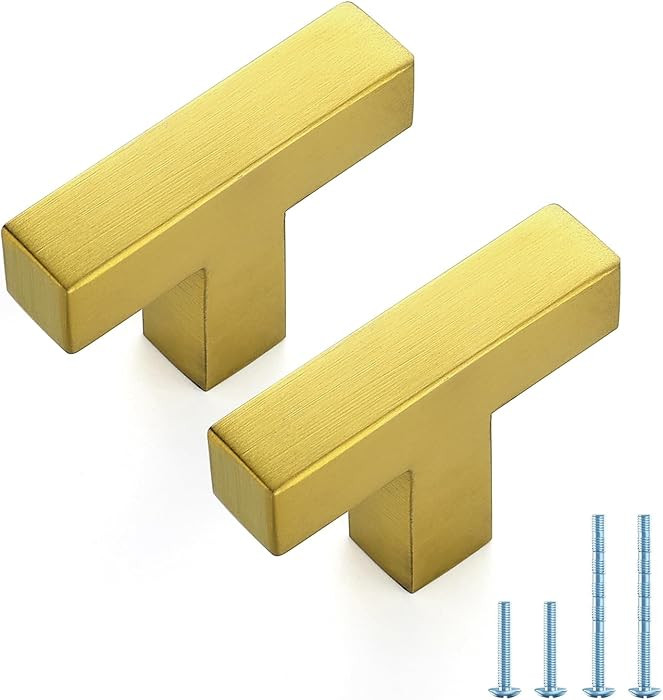 JOY DECOR 2 Pack Gold Cabinet Handles, 2 Inch Single Hole Cabinet Pulls – Square Stainless Stee... | Amazon (US)