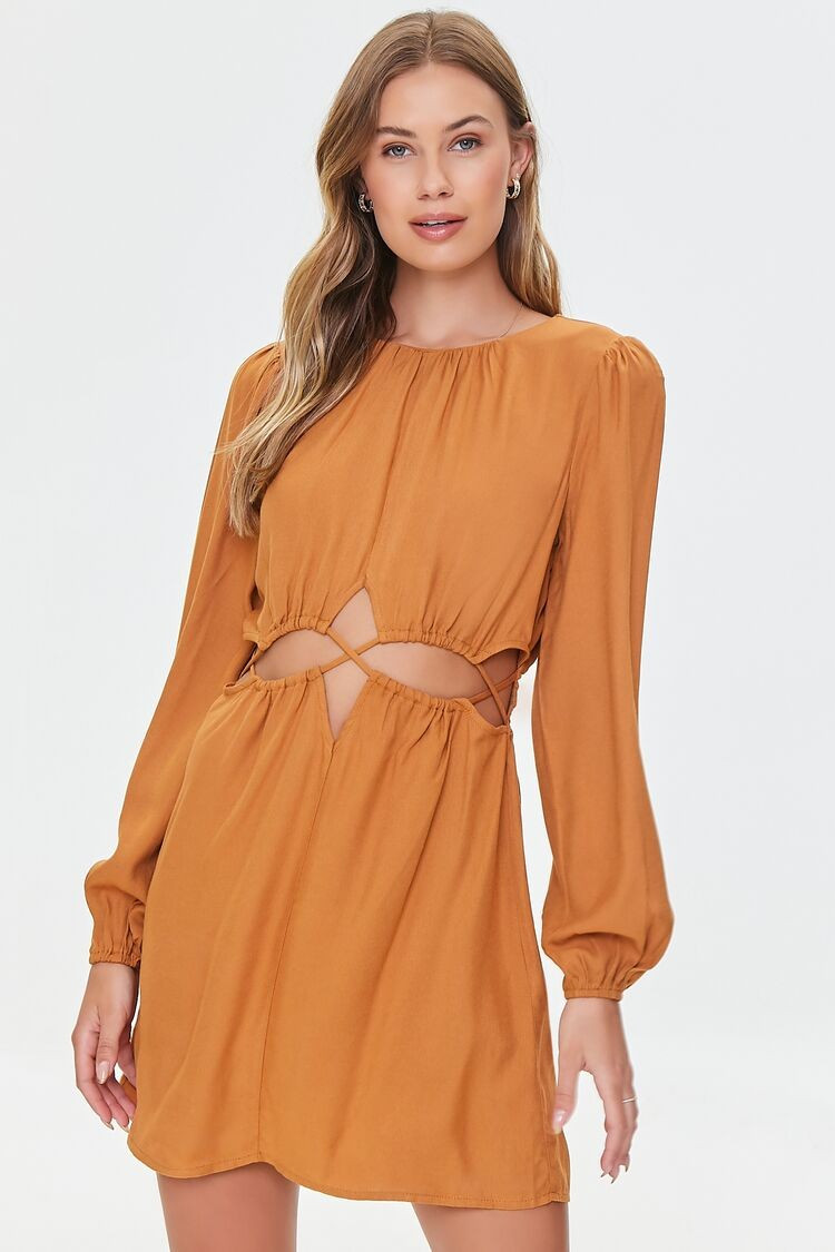 Cutout Peasant-Sleeve Mini Dress | Forever 21 (US)