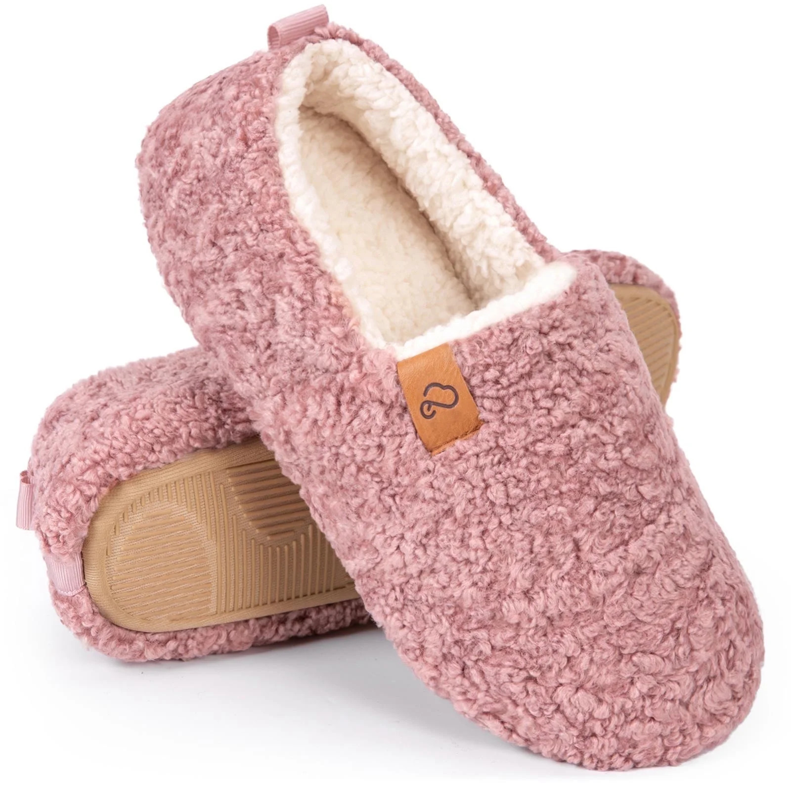 DualTop Women's Soft Curly Comfy Full Slippers Memory Foam Lightweight House Shoes Cozy Warm Loaf... | Walmart (US)
