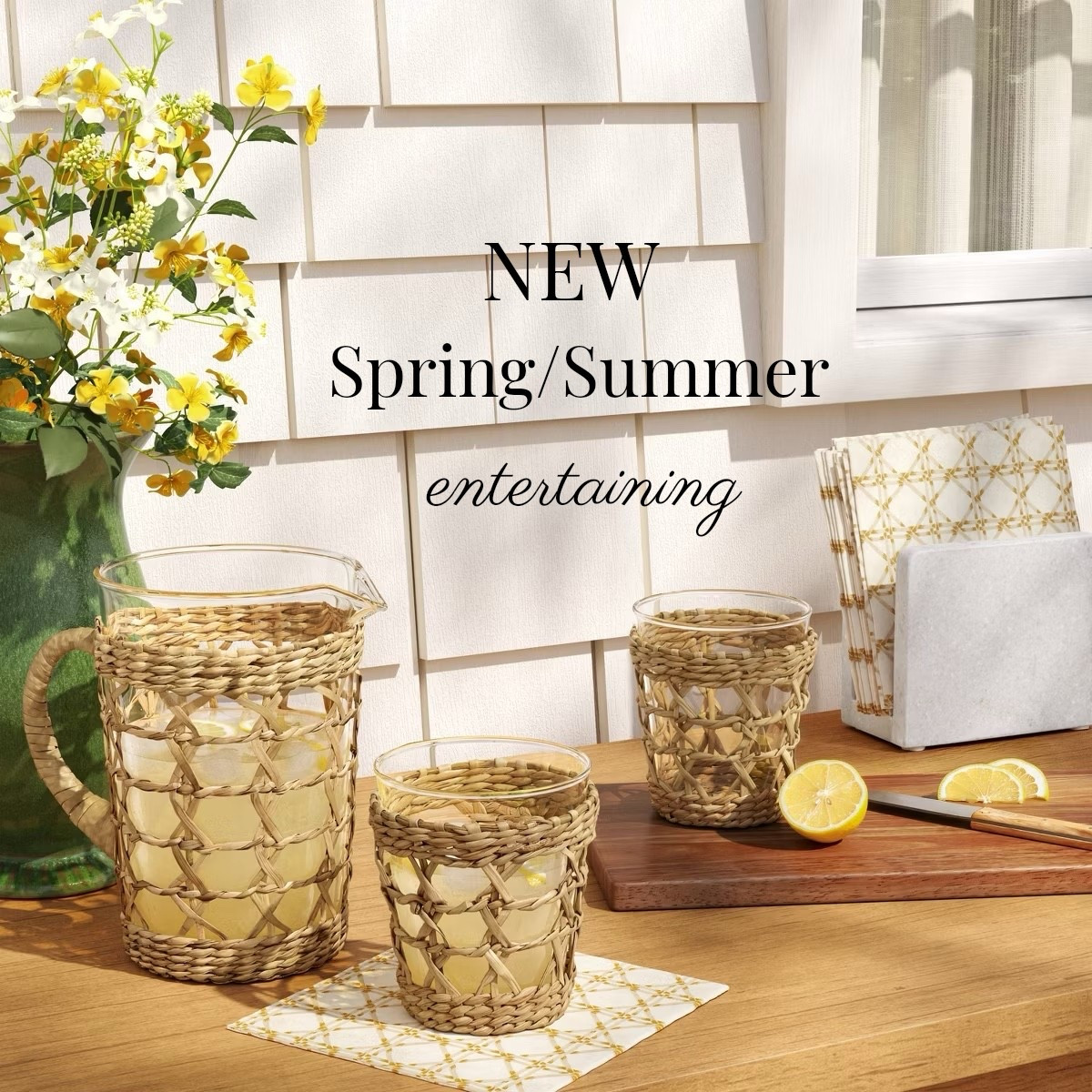 New at Target! Spring, summer rattan pitcher, glassware for kitchen & entertaining! Shop more outdoor dining collections! 

#LTKHome