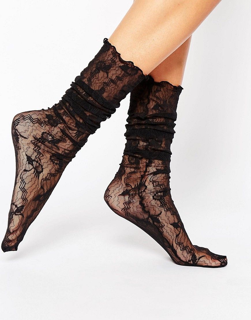 Wolford Lilie Fine Lace Slouch Socks | ASOS UK