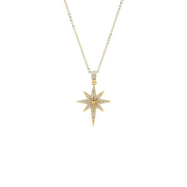 Pave Elongated Starburst Pendant Necklace | Adina Eden