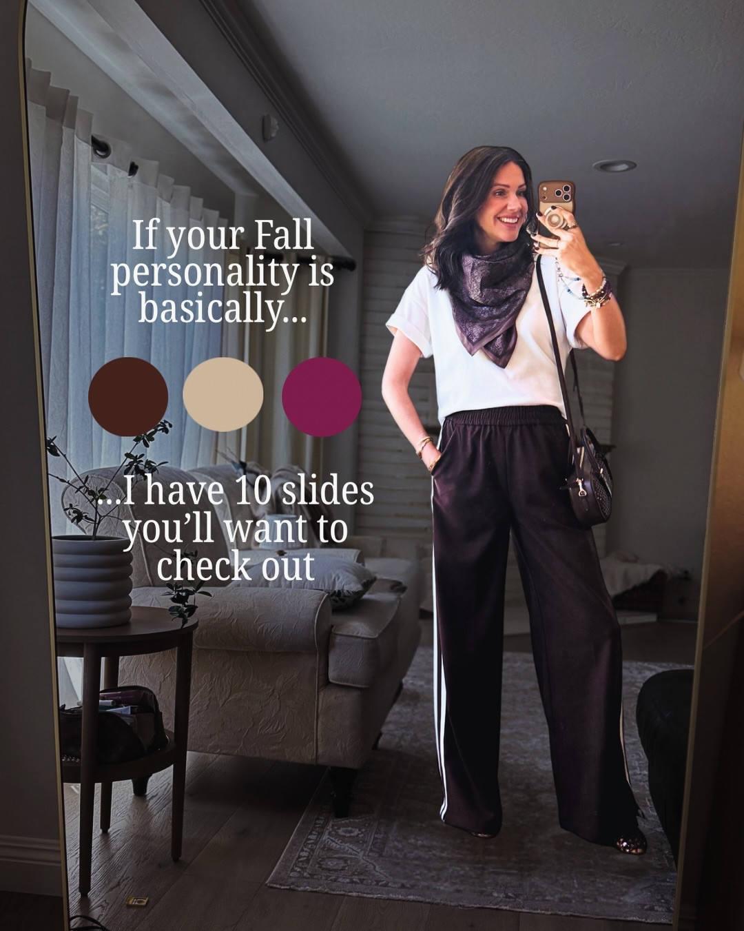 Brown track pants: size down at least one 
Jelly shoes: tts
Houndstooth skirt: tts 
Suede boots: up half a size 
Cocktail dress: tts 
Burgundy slingback pumps: tts 
Bermuda white trouser shorts: tts or up if between 
Jumpsuit comes in different lengths, I should have gotten the regular small at 5’9”
Burgundy track pants: tts or down if between 
Oversized striped button down: size down at least one 
Satin skirt: tts 
Ribbed long sleeve tts or up if you want want it so tight 
Jeans: size down 




Just mention FALL for the info.I absolutely would recommend all of these finds to a friend. Also, proof that you can repeat items even at a conference with loads of fashionistas! 

Brown suede boots, scarf, silk scarves, Bermuda trouser shorts, brown outfit, fall date night ideas, business casual outfits, satin robe, brown suede bag, spanx jumpsuit, track pants, satin skirt with lace, brown on brown, ways to wear a scarf 

#falldatenightoutfit #falloutfits #brownsuede #trackpants

#LTKWorkwear #LTKOver40 #LTKTall