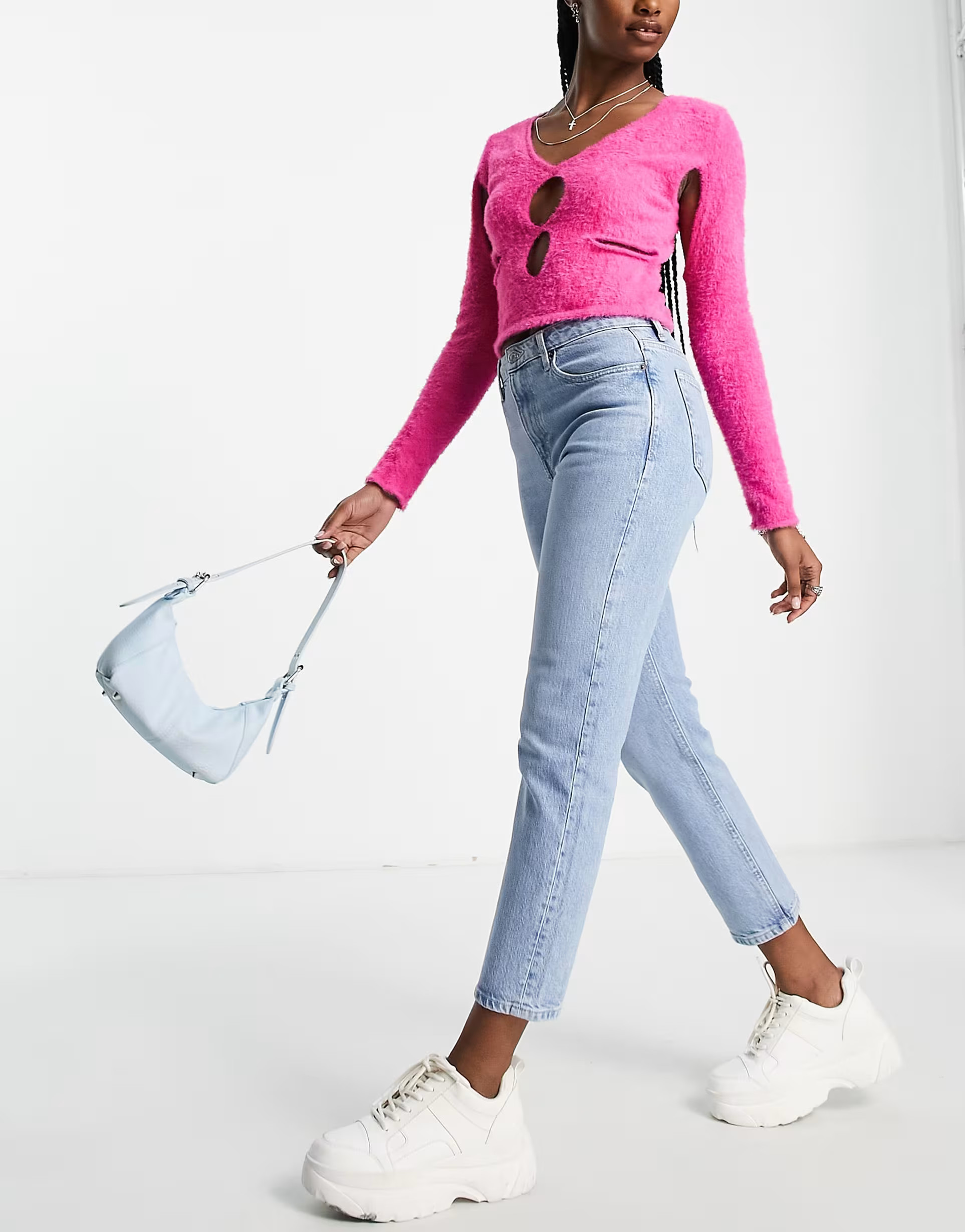 Topshop mid rise straight jeans with clean hem in bleach | ASOS (Global)