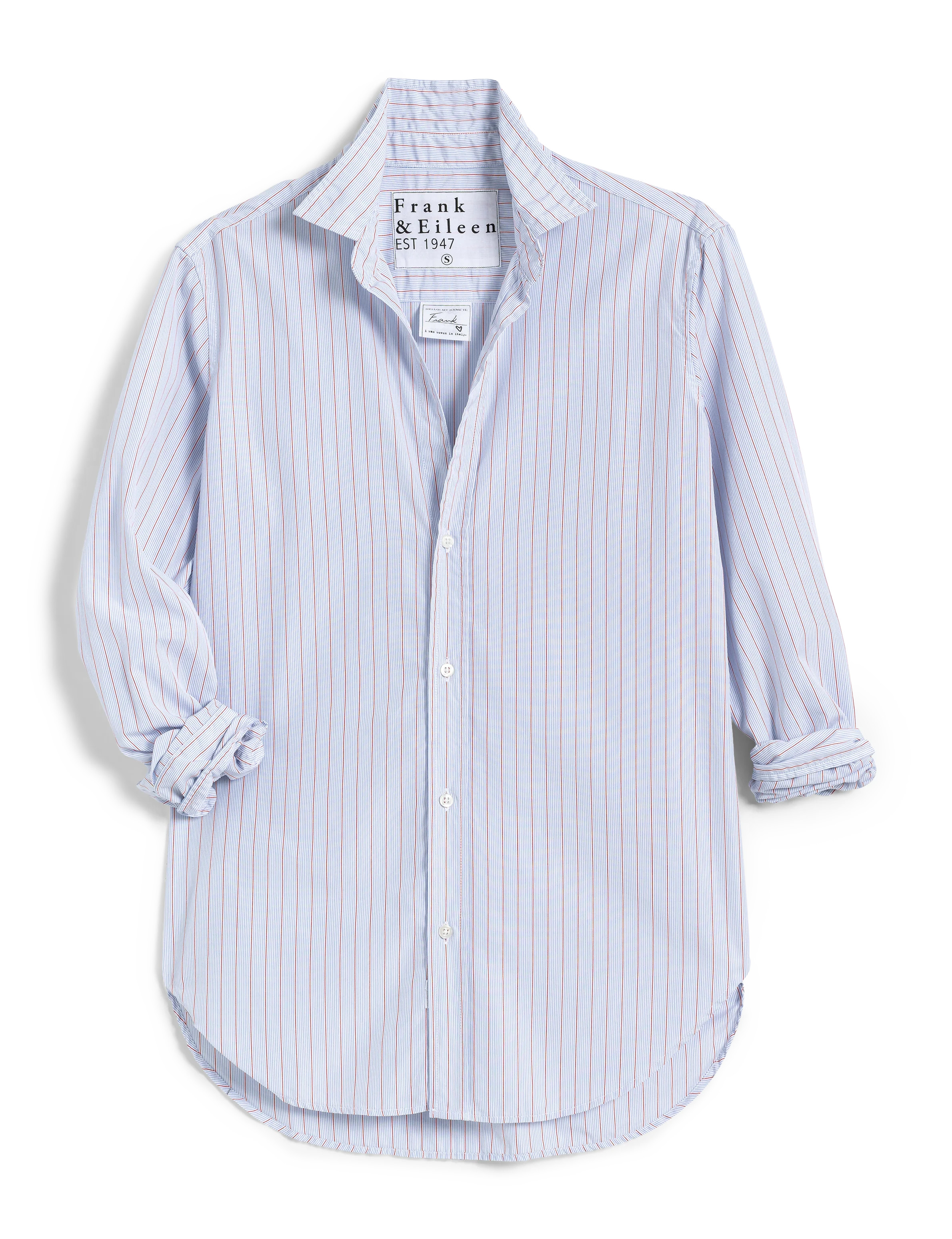 FRANK Mini Blue and Red Stripe, Classic Poplin | Frank & Eileen