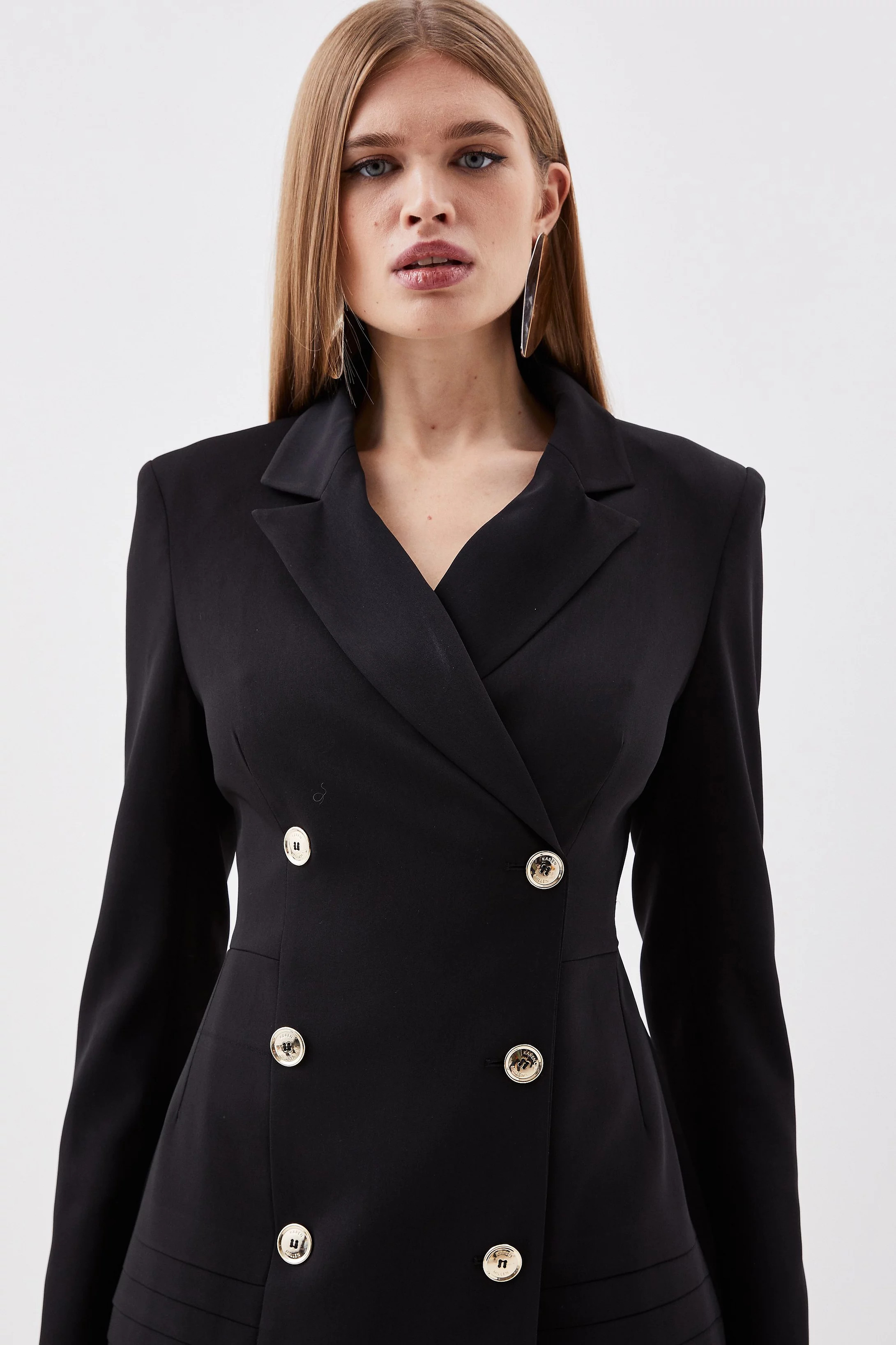 Pleated Button Detailed Woven Mini Dress | Karen Millen UK + IE + DE + NL