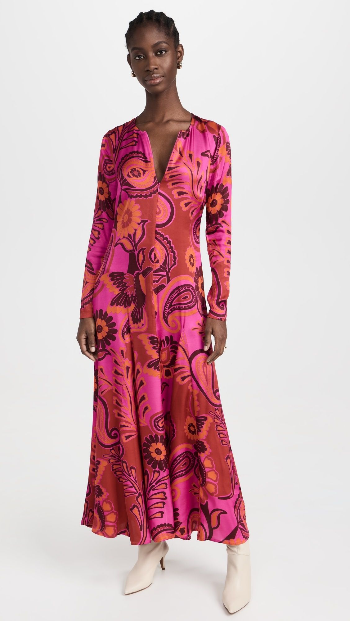 FARM Rio Bold Floral Pink Long Sleeve Maxi Dress | Shopbop | Shopbop