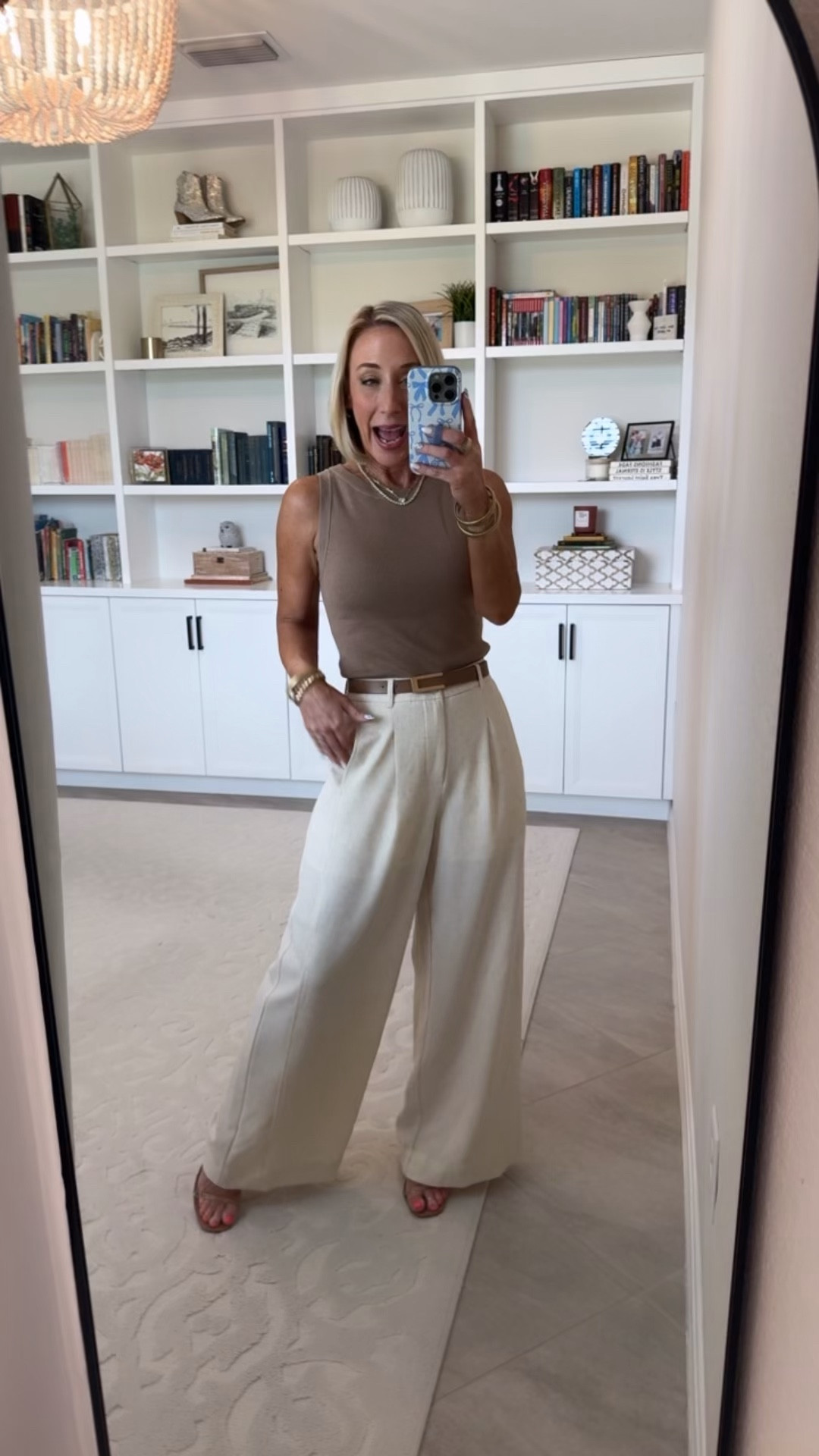 Chic Neutrals - trouser shorts and lightweight sweaters: * Linen Blend Wide Leg Trousers - size XS. 6 colors. * Wool Blend Sweater Tank - size XS. 26 colors. 

 
