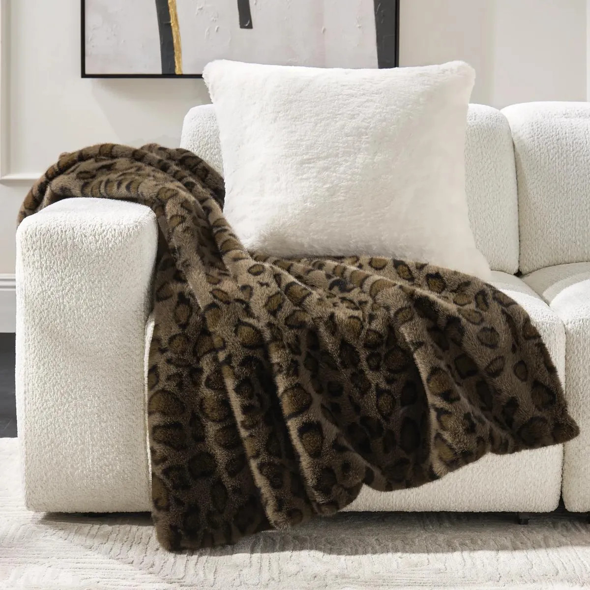 Nyx Faux Fur Throw | Brown | Z Gallerie | 50" x 60" | Front 100% Polyester fur - Back 100% Polyester velvet | Z Gallerie