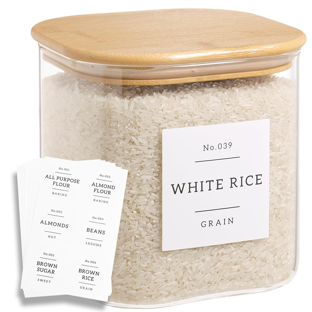 Large Glass Flour and Sugar Containers with 42 Kitchen Pantry Labels - 85 Oz Glass Food Storage C... | Amazon (US)