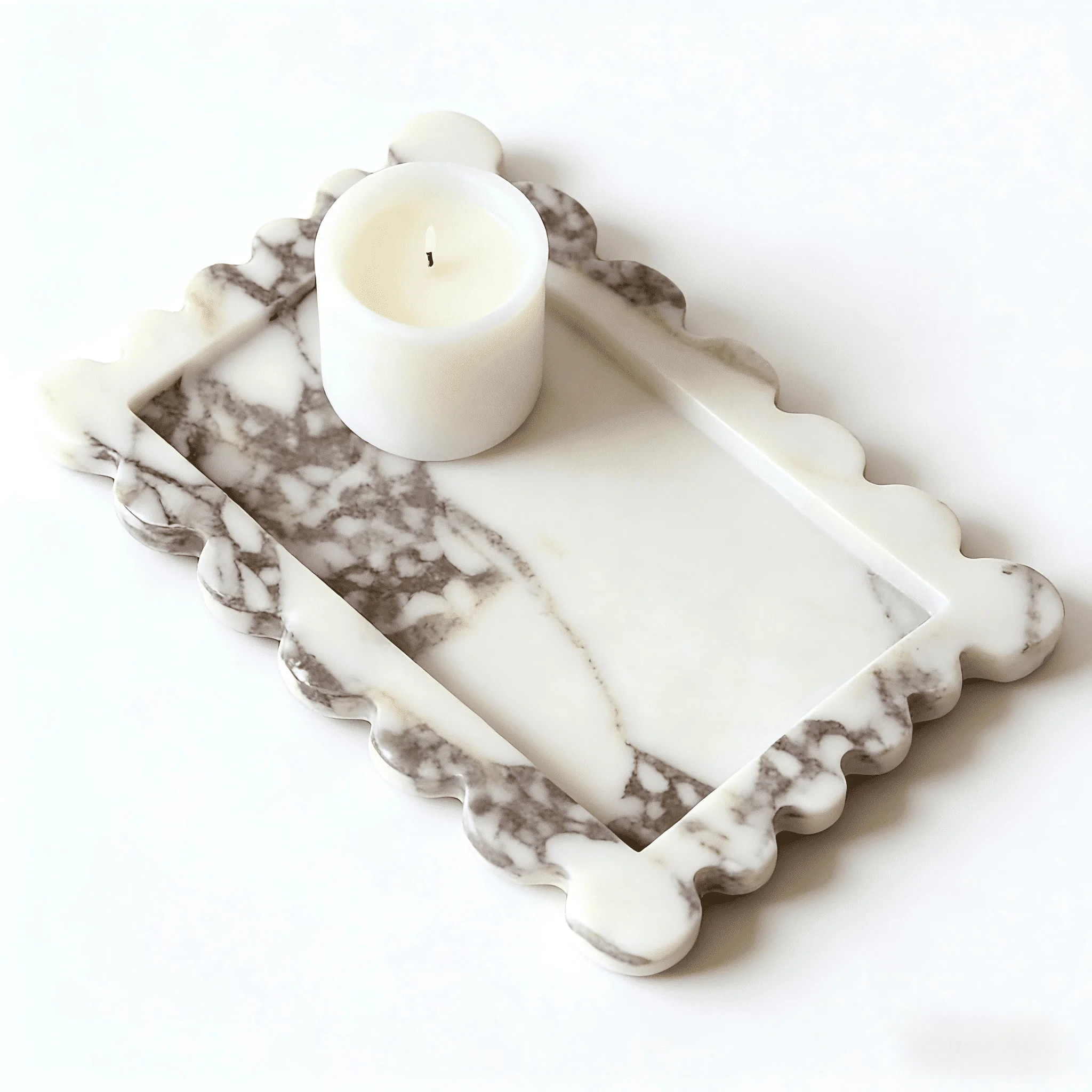 Real Natural Calacatta Viola Scalloped Marble Tray (11.8" x 7.87") - Luxury Decorative Organizing... | Walmart (US)