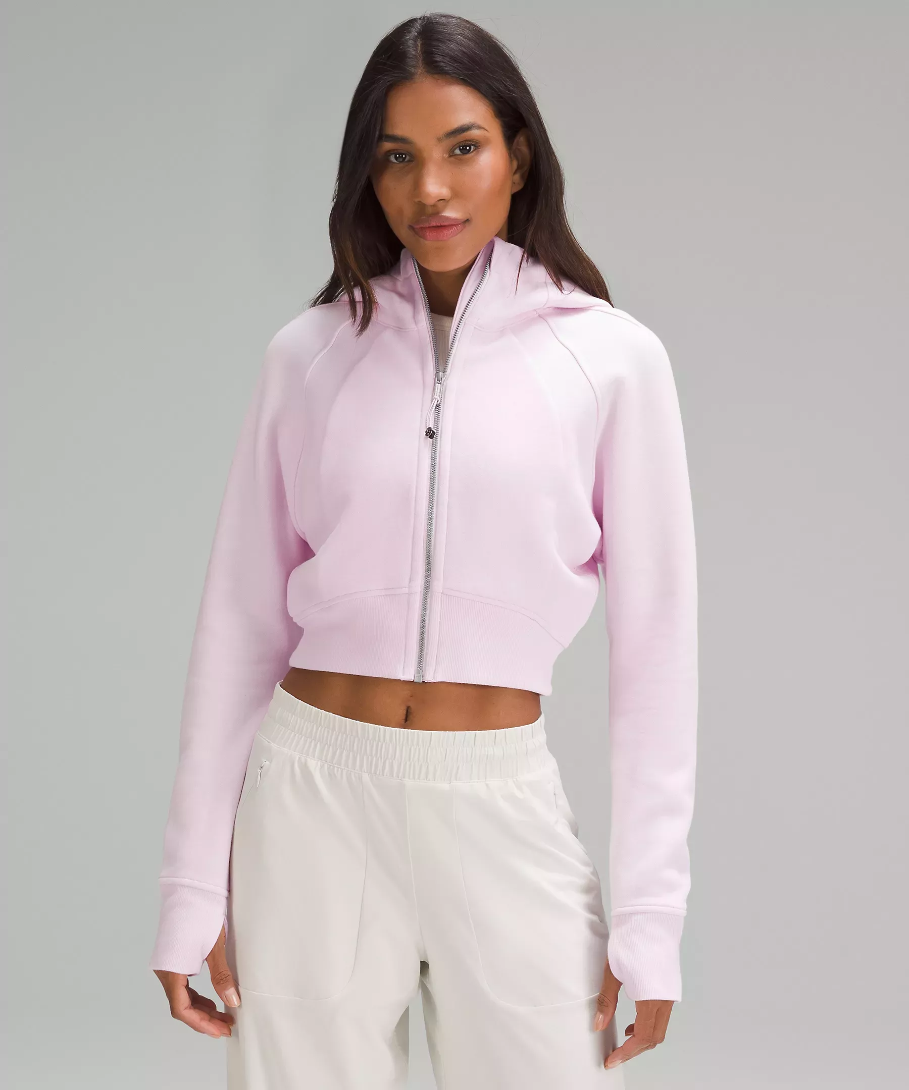 CRZ YOGA Winter Womens Zip Up Cropped Hoodie Full Zip Workout