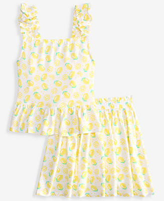 Girls' XS-XL Lemon-Print Top & Skirt, 2-Piece Set | Macy's