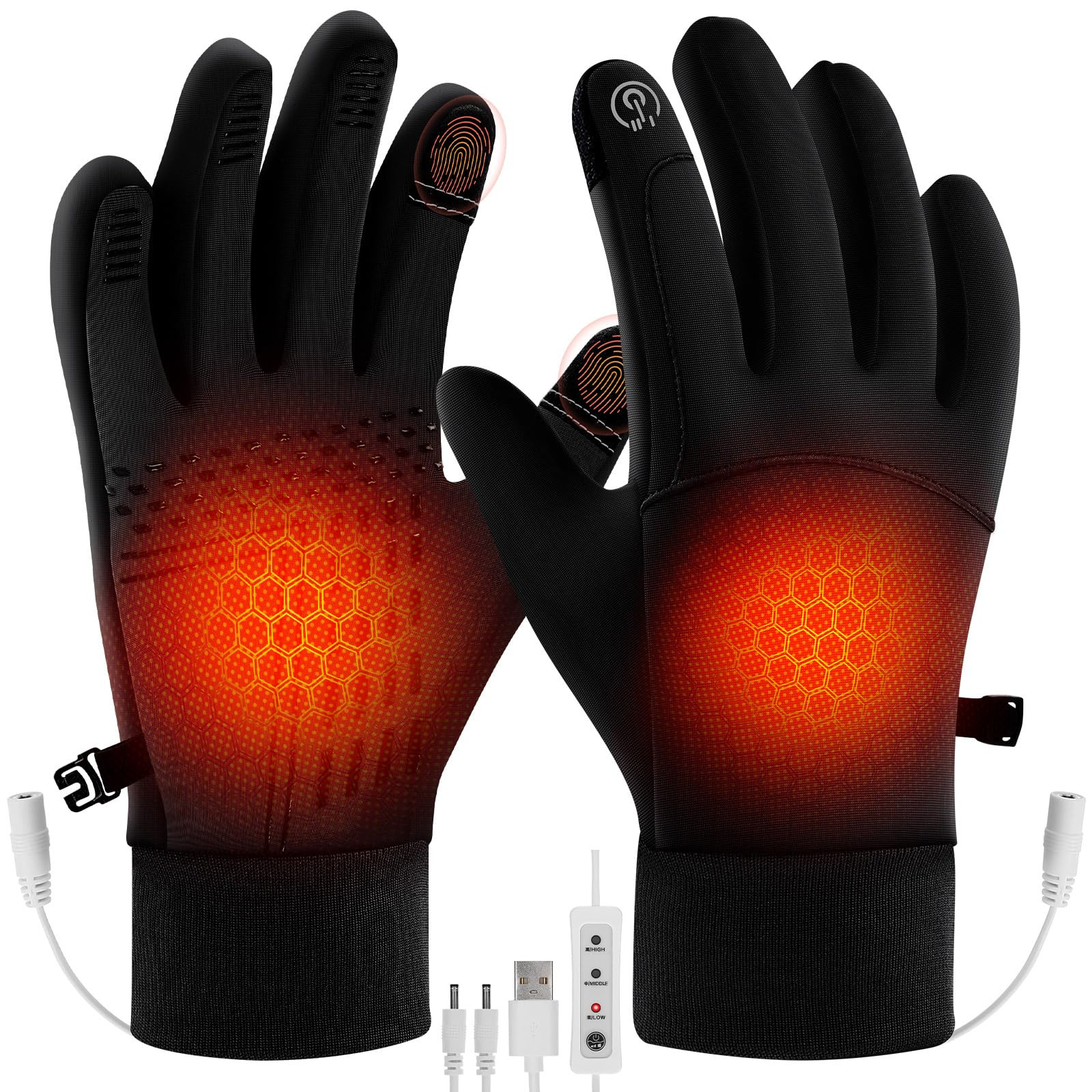 USB Heated Gloves for Men Women, Full Finger Hand Warmers Gloves 3 Levels Temperature Thermal Hea... | Amazon (US)