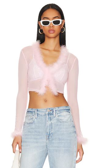 Amala Feather Top in Baby Pink | Revolve Clothing (Global)