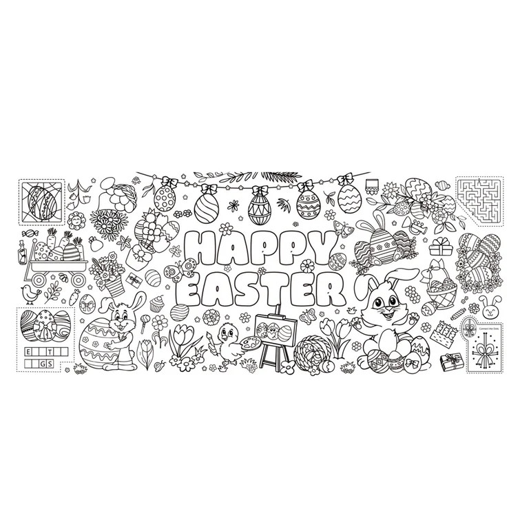 Easter Tablecloth Decorations, Easter Crafts,Happy Easter Crafts Drawing Paper Coloring Tableclot... | Walmart (US)