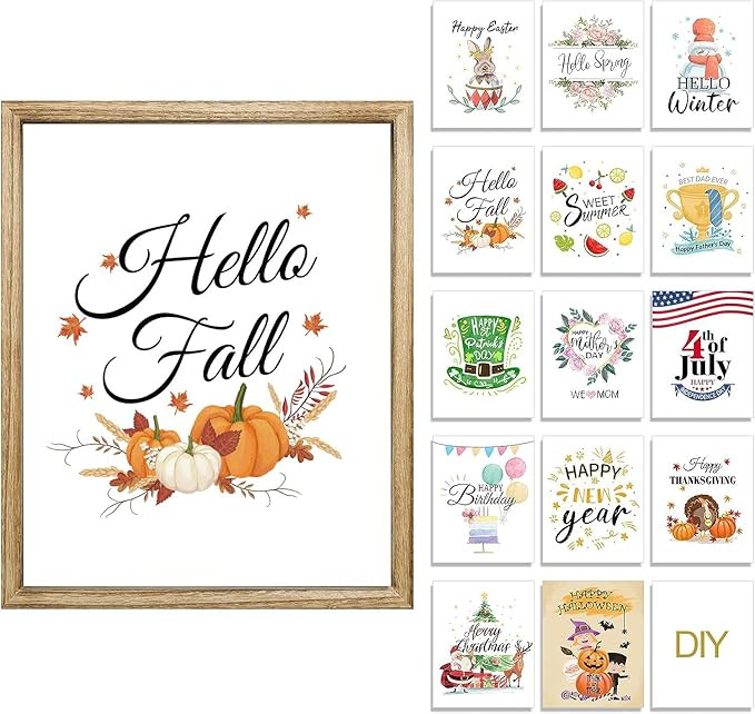 Farmhouse Wall Decor Signs Fall Decor With 15 Interchangeable Sayings Christmas Decoration for Yo... | Amazon (US)