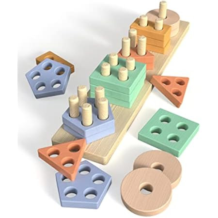 GOPO TOYS Montessori Toys for 18+ Months Old - Toddlers Wooden Sorting and Stacking Toys for Baby... | Amazon (US)