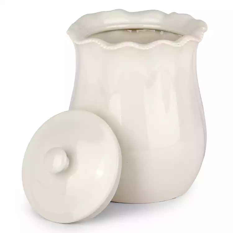 Large White Wavy Beaded Canister | Kirklands Home | Kirklands