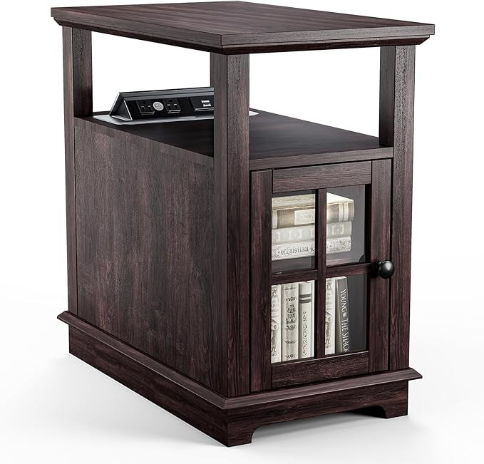 HIFYOBRO End Table with Charging Station, Side Table with Storage for Living Room and Bed Room, P... | Amazon (US)