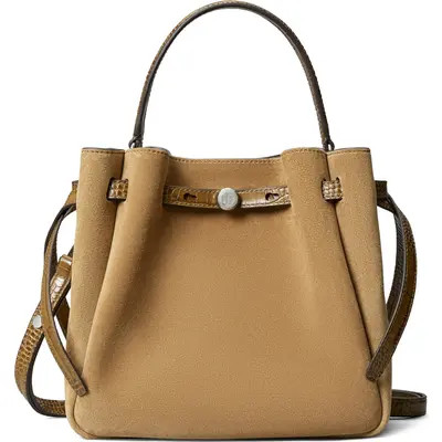 Tory Burch Romy Suede Bucket Bag in Deep Olive at Nordstrom | Nordstrom