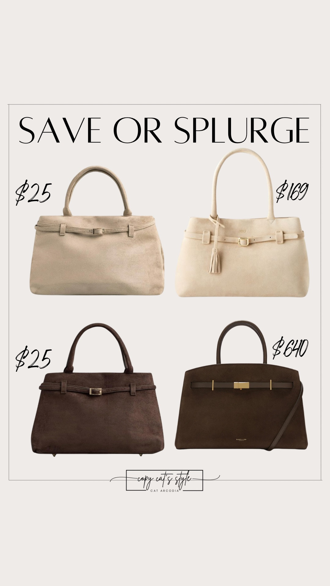 Save or splurge on suede totes. Look for less suede belted handbags. 

#LTKMidsize #LTKSaleAlert #LTKWorkwear