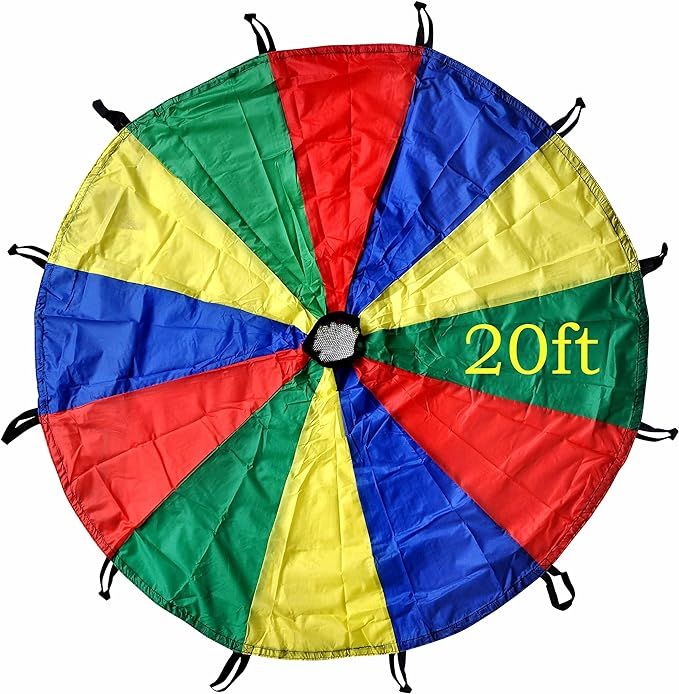 GSI Kids Play Parachute 12 Ft, 16Ft, 20 Ft, Rainbow Parachute Toy Tent Game for Children Gymnasti... | Amazon (US)